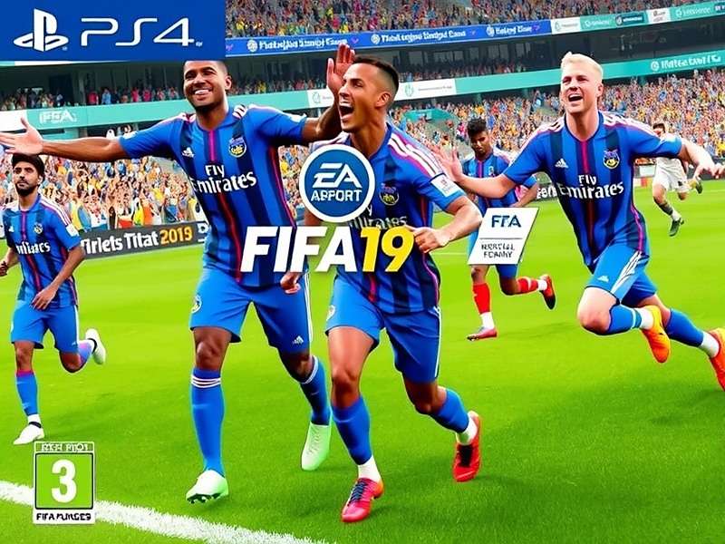 FIFA 19: Bengaluru FC Journey game cover featuring Indian football players in blue and white Bengaluru FC jerseys celebrating a goal