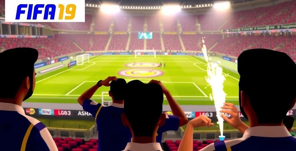 Diwali celebration in FIFA 19: Bengaluru FC Journey with Sree Kanteerava Stadium decorated with lights and rangoli, players celebrating with firecracker animations